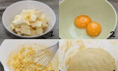 Pai roti pendek dengan meringue dan kismis Pai roti pendek dengan beri dan putih telur kocok